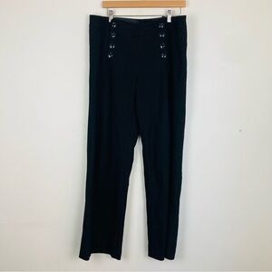 H&M wool blend wide leg button front sailor pants in black. Size 14